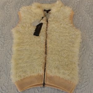 NWT BCBGMAXAZRIA OFF WHITE FAUX FUR VEST